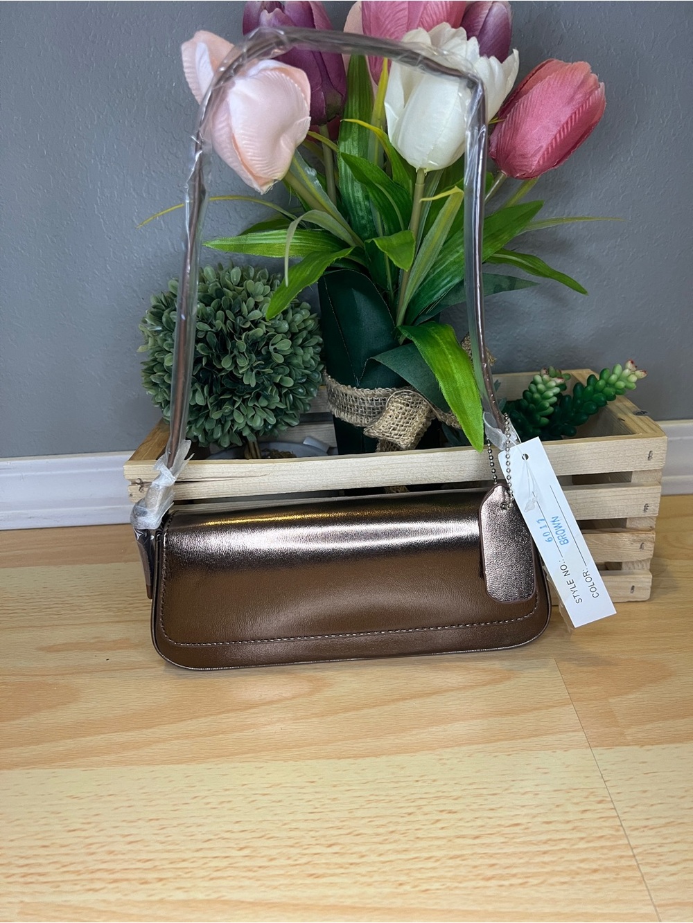 Metallic Brown Small Shoulder Bag